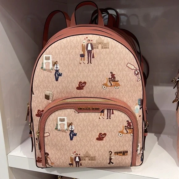 MICHAEL KORS JET SET GIRLS JAYCEE LARGE ZIP PACKED BACKPACK DARK